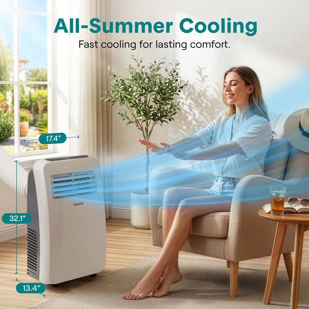 Portable Air Conditioner 12,000 BTU Efficient Cooling/Heating, White