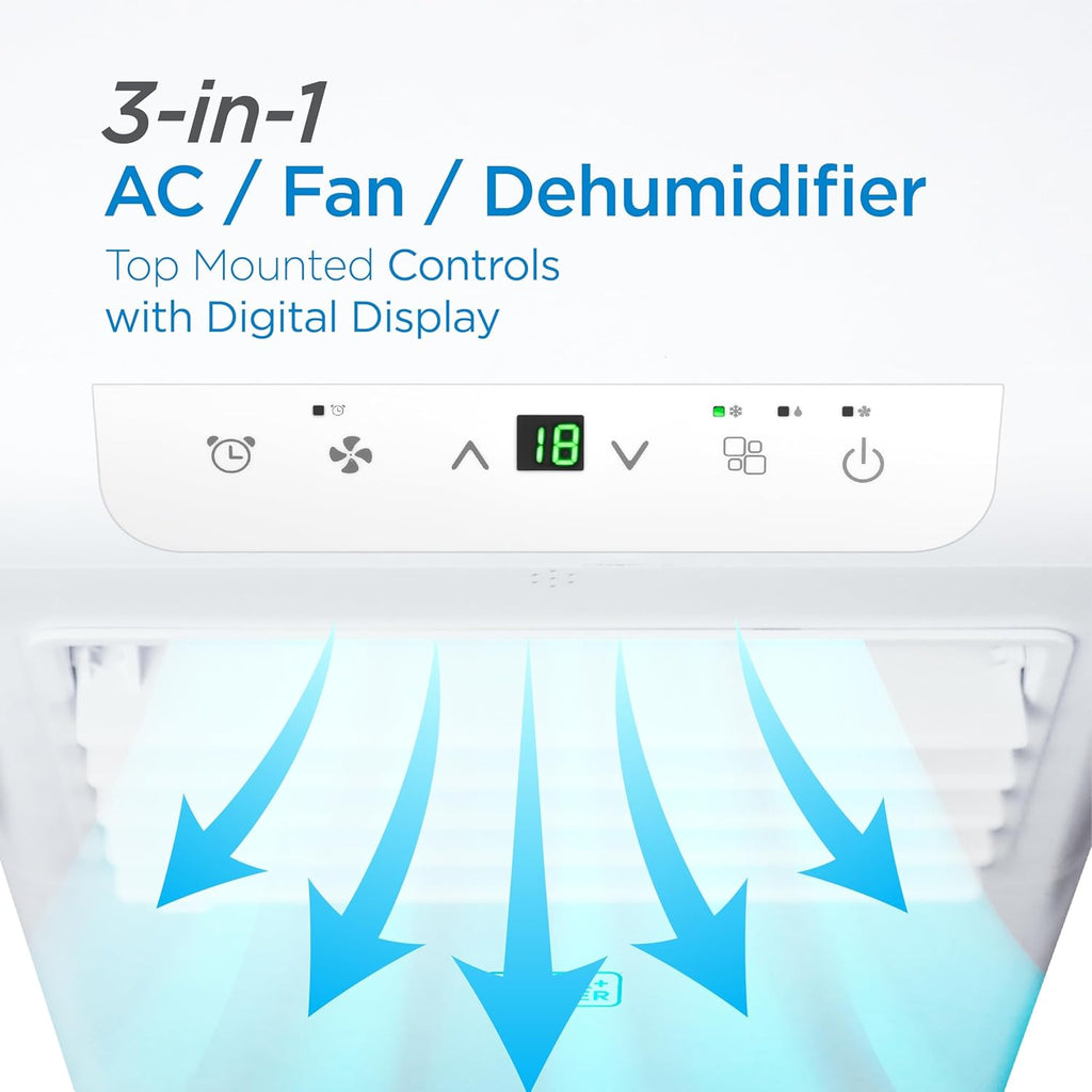 BLACK+DECKER Portable Air Conditioner. 8.500 BTU (5.100 BTU SACC) for Rooms Up To 350 Sq. Ft.. Portable AC with Full Function Remote Control & Window Kit.