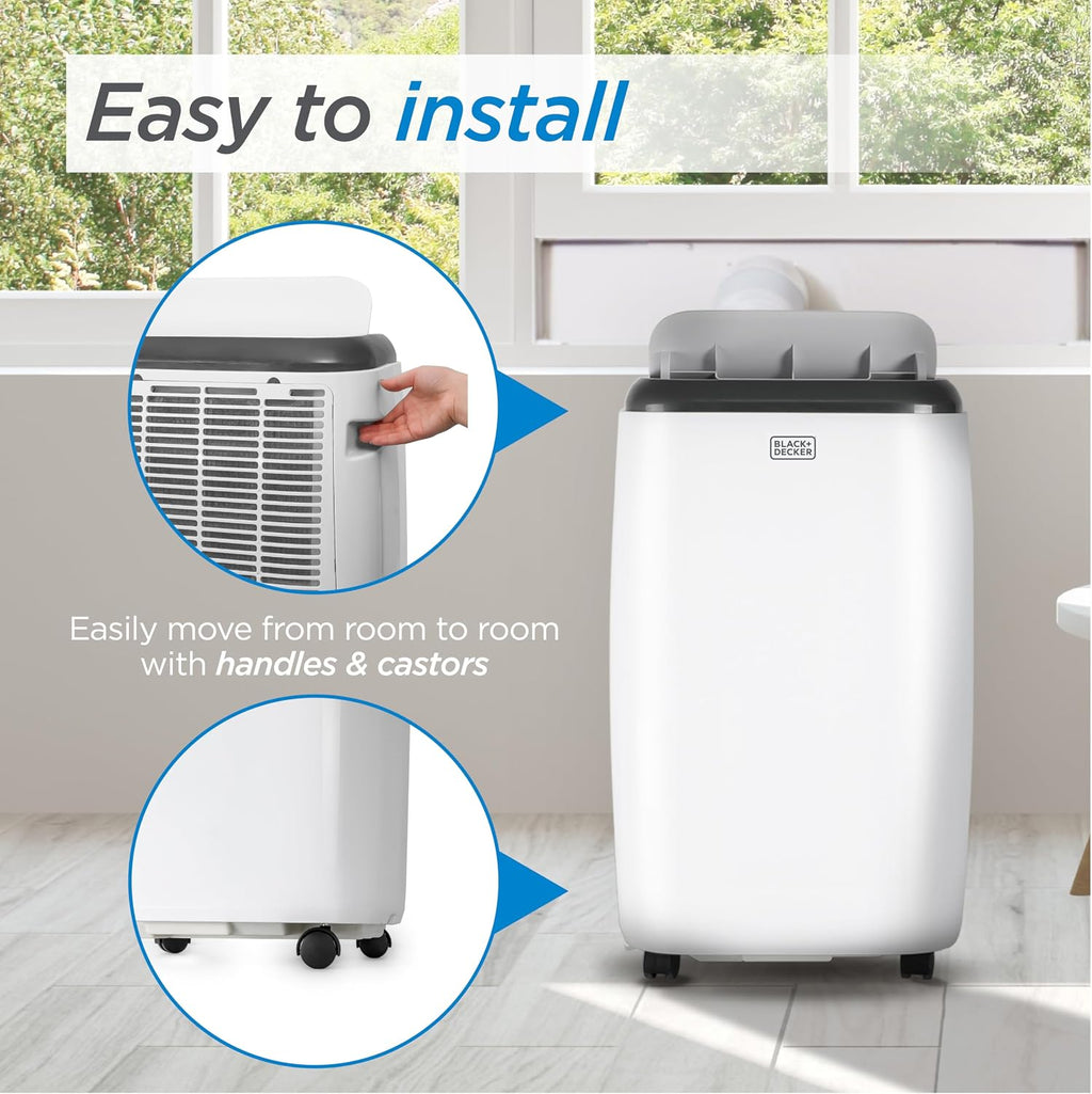 BLACK+DECKER Portable Air Conditioner. 8.000 BTU for Rooms Up To 350 Sq. Ft.. Portable AC with Full Function Remote Control & Window Kit.