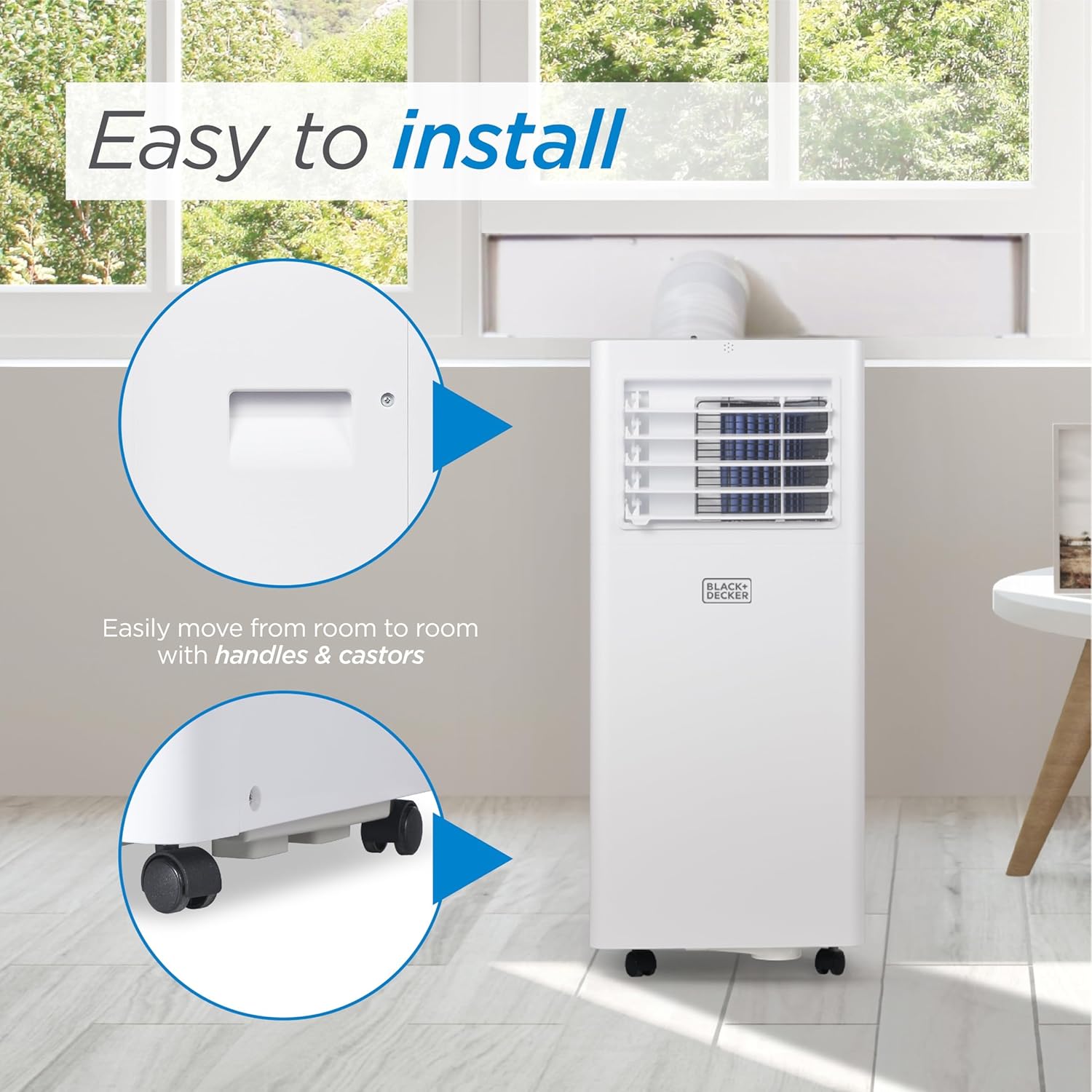 BLACK+DECKER Portable Air Conditioner. 8.500 BTU (5.100 BTU SACC) for Rooms Up To 350 Sq. Ft.. Portable AC with Full Function Remote Control & Window Kit.