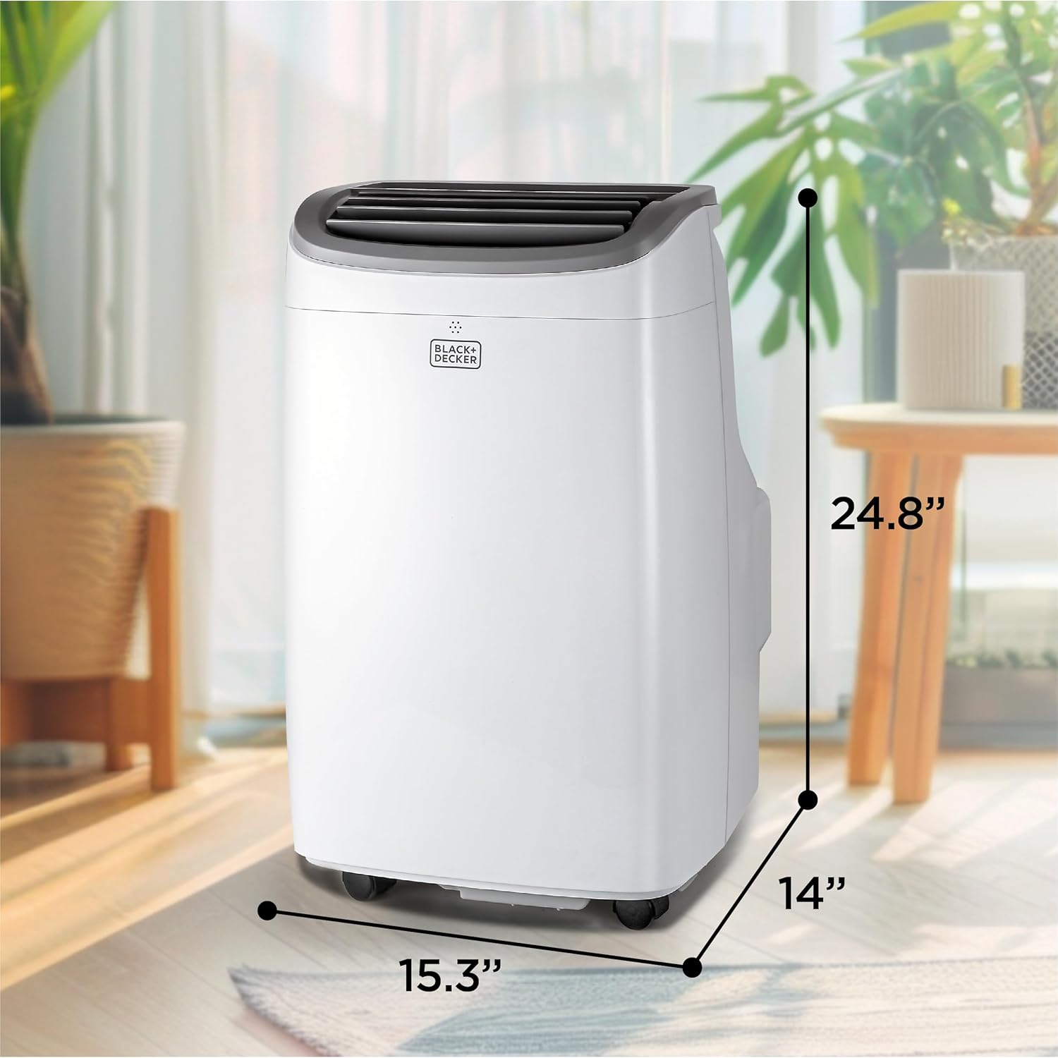 BLACK+DECKER Portable Air Conditioner. 9.000 BTU. White | 5.300 BTU SACC for Rooms up to 400 Sq. Ft.. 3-in-1 Portable AC. Fan and Dehum with Follow Me Remote Control and Window Kit