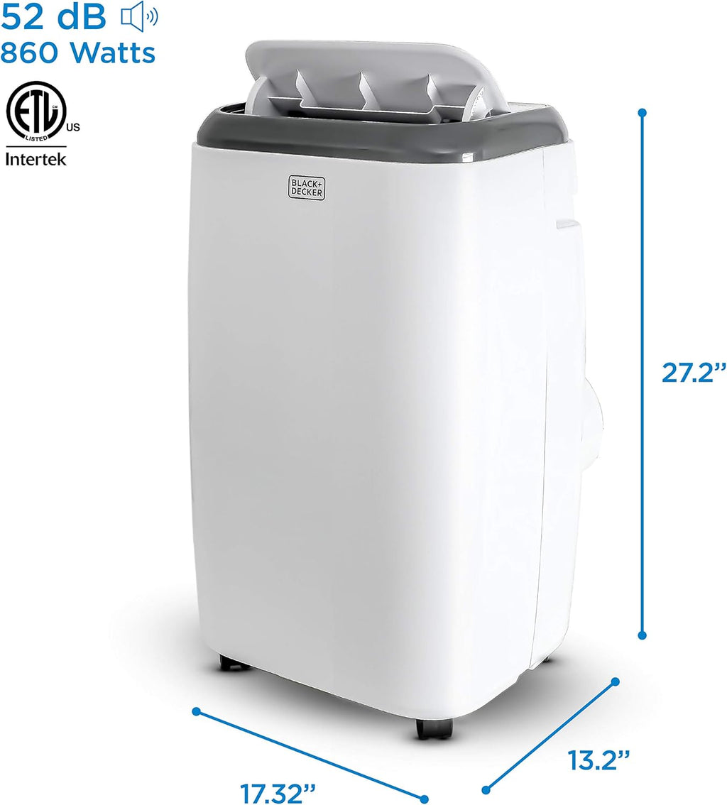 BLACK+DECKER Portable Air Conditioner. 8.000 BTU (5.000 BTU SACC) for Rooms Up To 350 Sq. Ft.. Portable AC with Full Function Remote Control & Window Kit.