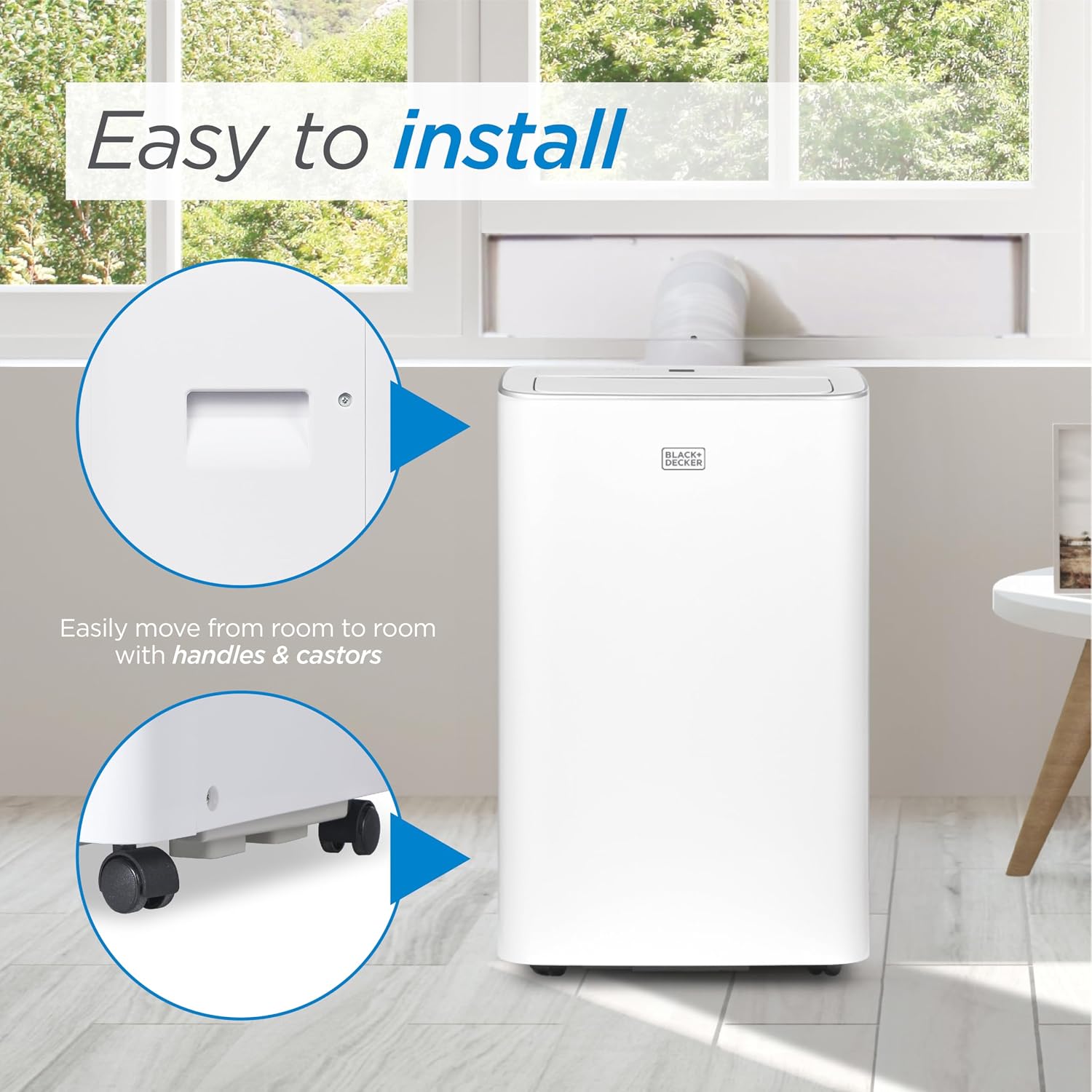 BLACK+DECKER Smart Portable Air Conditioner.12.000 BTU. for Rooms Up To 550 Sq. Ft.. Portable AC with Inverter Compressor & Window Kit.