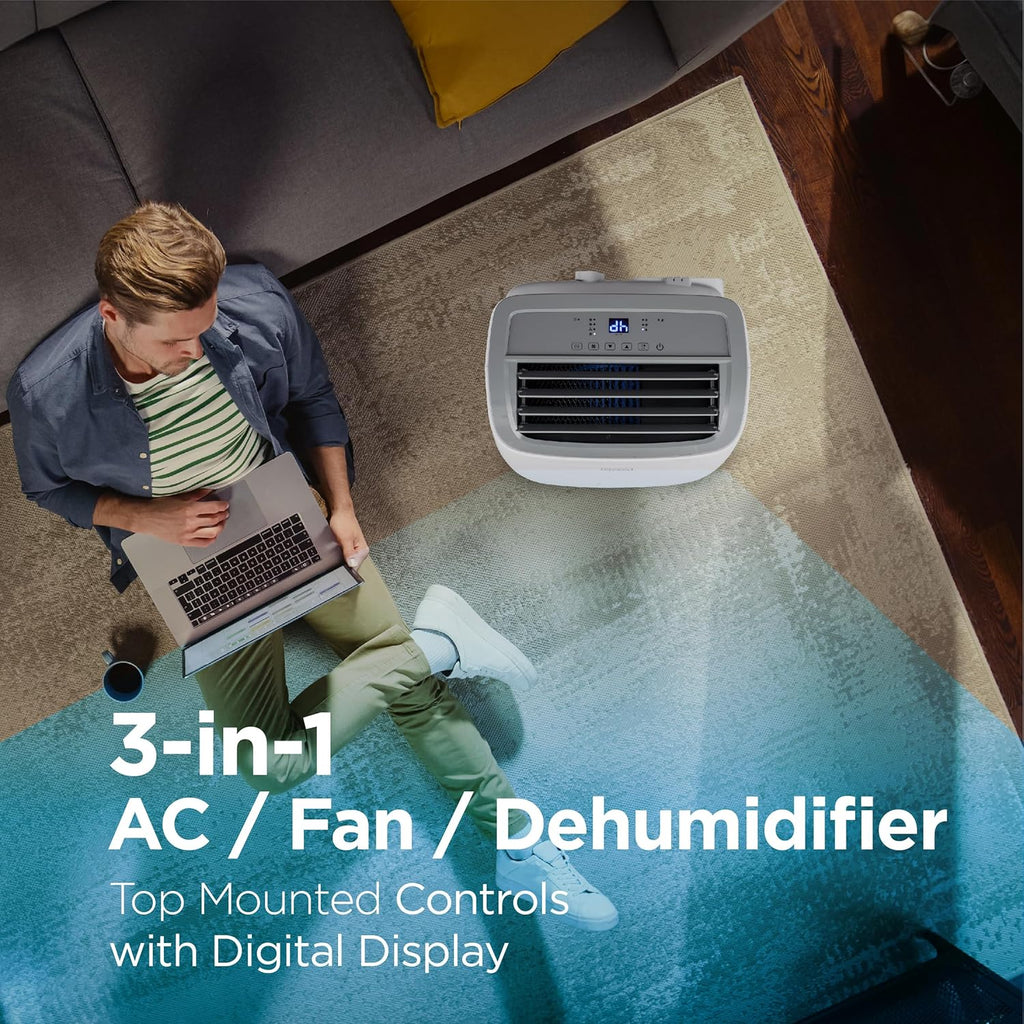 BLACK+DECKER Portable Air Conditioner. 9.000 BTU. White | 5.300 BTU SACC for Rooms up to 400 Sq. Ft.. 3-in-1 Portable AC. Fan and Dehum with Follow Me Remote Control and Window Kit
