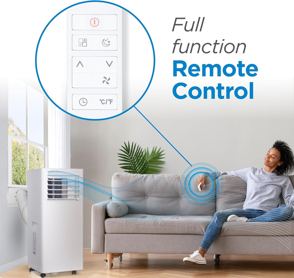 BLACK+DECKER Portable Air Conditioner. 8.500 BTU (5.100 BTU SACC) for Rooms Up To 350 Sq. Ft.. Portable AC with Full Function Remote Control & Window Kit.